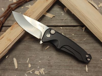 Medford (MKT) Smooth Criminal 3&quot; Plunge Lock Flipper / Black Aluminum / Stonewashed S45VN
