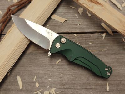 Medford (MKT) Smooth Criminal 3&quot; Plunge Lock Flipper / Green Aluminum / Stonewashed S45VN