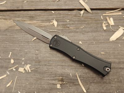 Microtech Hera II Mini D/E 3" OTF Automatic Knife / Black Aluminum / Apocalyptic M390