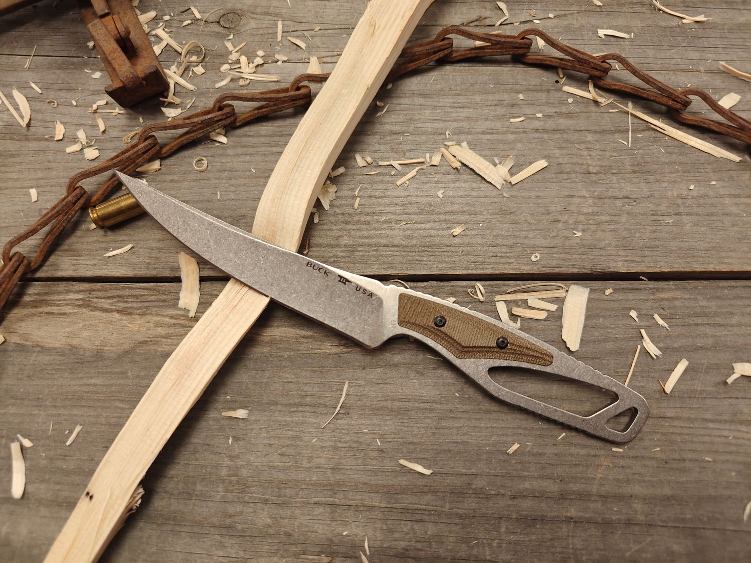 Buck Paklite Processor 5.25&quot; Fixed Blade / OD Green Micarta / Stonewash CPM S35VN