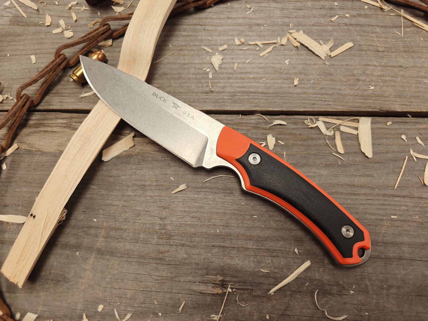 Buck 663 Alpha Guide Select 4.5&quot; Fixed Blade / Black &amp; Orange Polymer / Stonewash 420HC