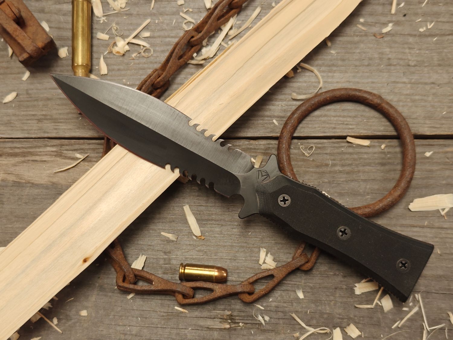 Medford BOA-P 5.5&quot; Dagger / Black Textured G10 / Black Partially Serrated D2 (Pre-Owned)