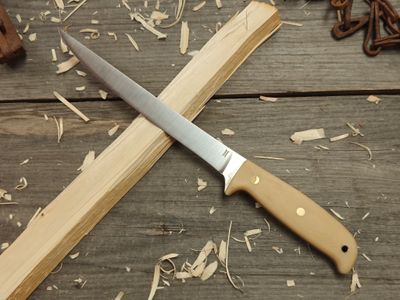 GNK &amp; Isley Blades Model 30 8&quot; Fillet Knife / Ivory Micarta / Satin 14C28N