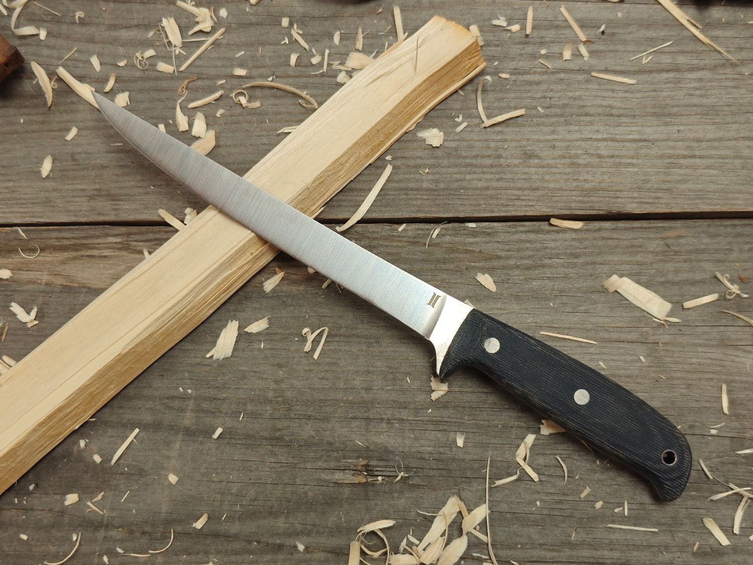 GNK &amp; Isley Blades Model 30 8&quot; Fillet Knife / Blue Jean Micarta / Satin 14C28N