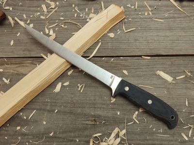 GNK &amp; Isley Blades Model 30 8&quot; Fillet Knife / Blue Jean Micarta / Satin 14C28N