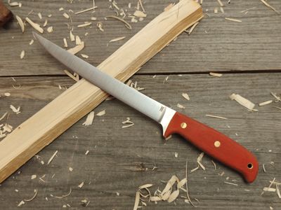 GNK &amp; Isley Blades Model 30 8&quot; Fillet Knife / Flame Micarta / Satin 14C28N