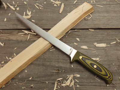 GNK &amp; Isley Blades Model 30 8&quot; Fillet Knife / Black &amp; Yellow G10 / Satin 14C28N
