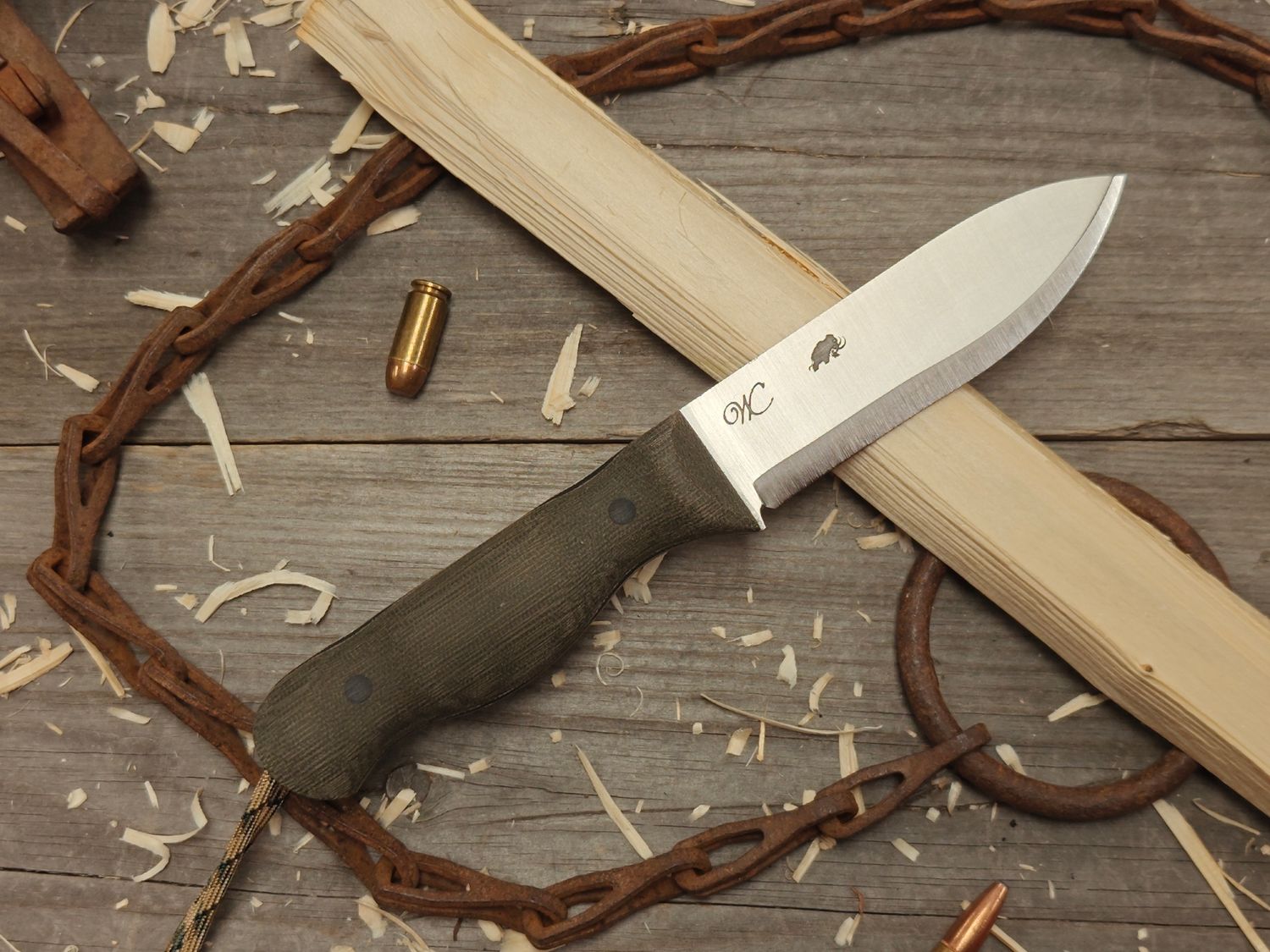 William Collins Alaskan Scout 4.5&quot; Fixed Blade / Green Micarta w/ Black Liners &amp; Pins / Satin Nitro V