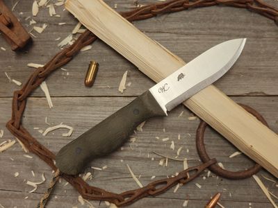 William Collins Alaskan Scout 4.5&quot; Fixed Blade / Green Micarta w/ Black Liners &amp; Pins / Satin Nitro V