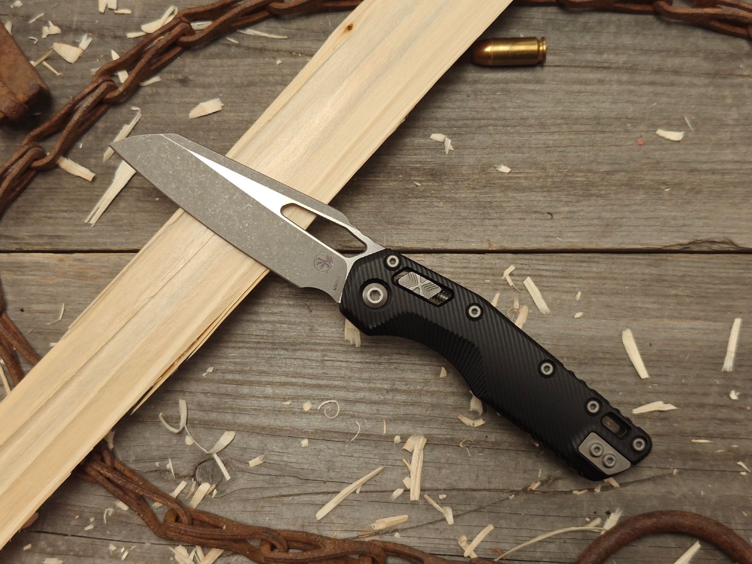 Microtech MSI 3.9&quot; S/E Ram-Lok Folding Blade / Fluted Black Aluminum / Apocalyptic M390 (Pre-Owned)