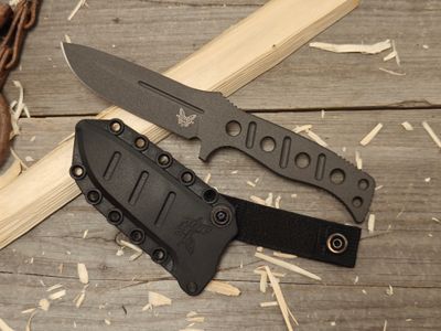 Benchmade Adamas 4.20&quot; Fixed Blade Knife / Black Skeletonized / Black CPM-Cruwear