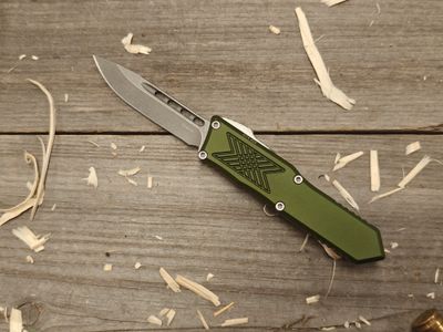 Guardian Tactical GTX-025 S/E 2.75&quot; OTF Automatic / OD Green Aluminum / Stonewash Elmax