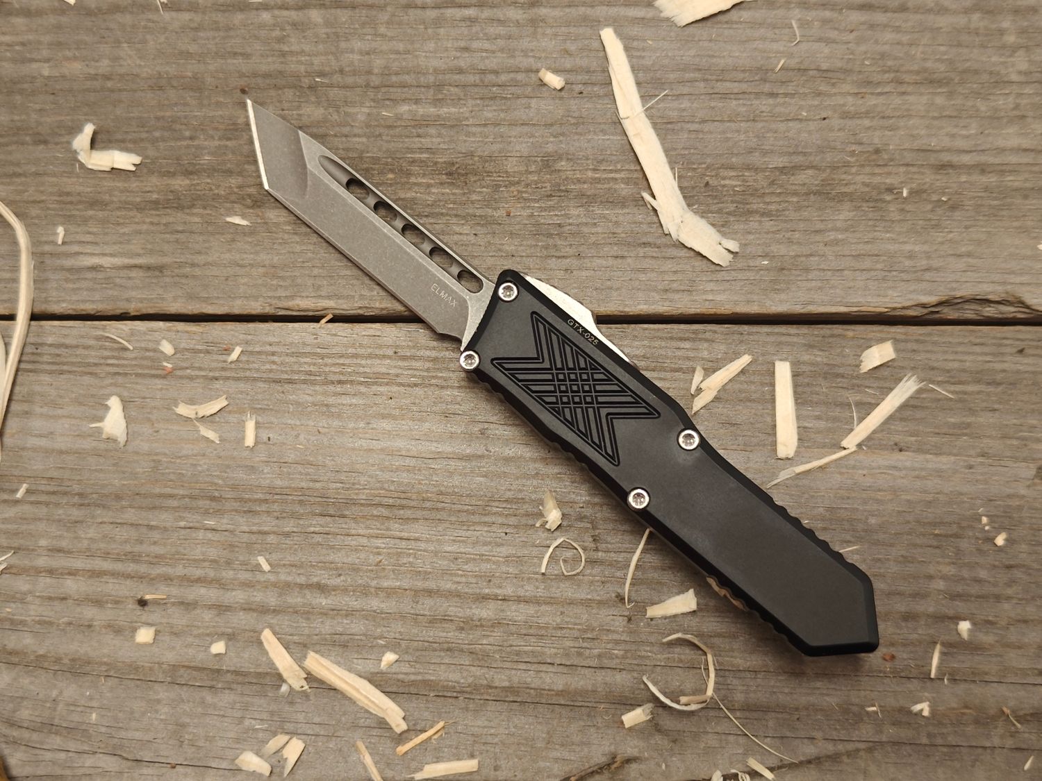Guardian Tactical GTX-025 Tanto 2.75&quot; OTF Automatic / Black Aluminum / Stonewash Elmax
