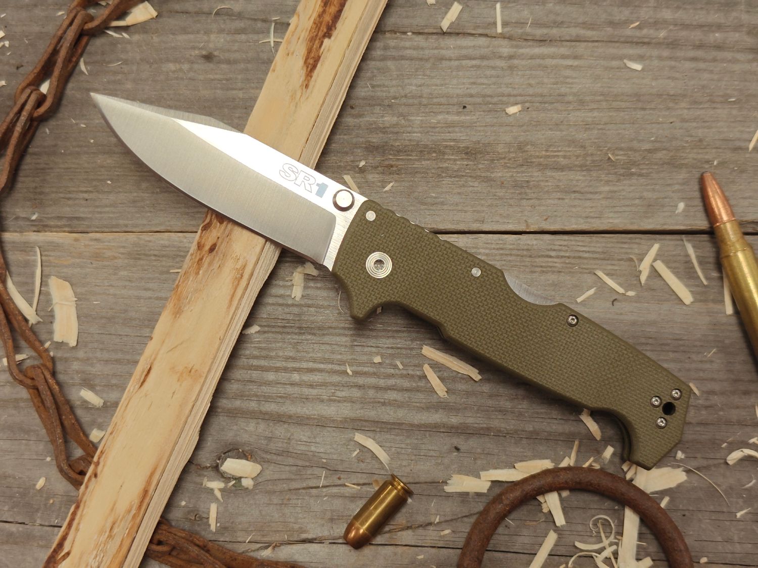 Cold Steel SR1 4&quot; Tri-Ad Lock Folding / OD Green G-10 / Satin S35VN (Pre-Owned)