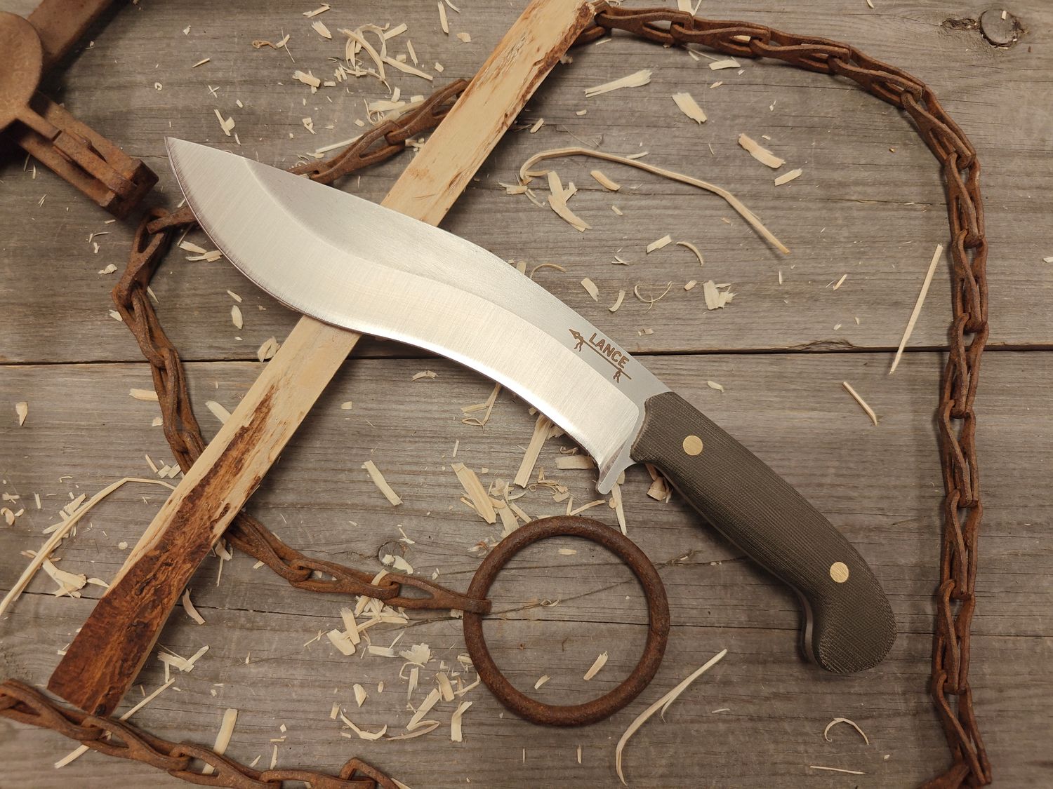 GNK &amp; Lance Knives Little Su Kukri 9&quot; Fixed Blade / Od Green Micarta / Satin AEB-L