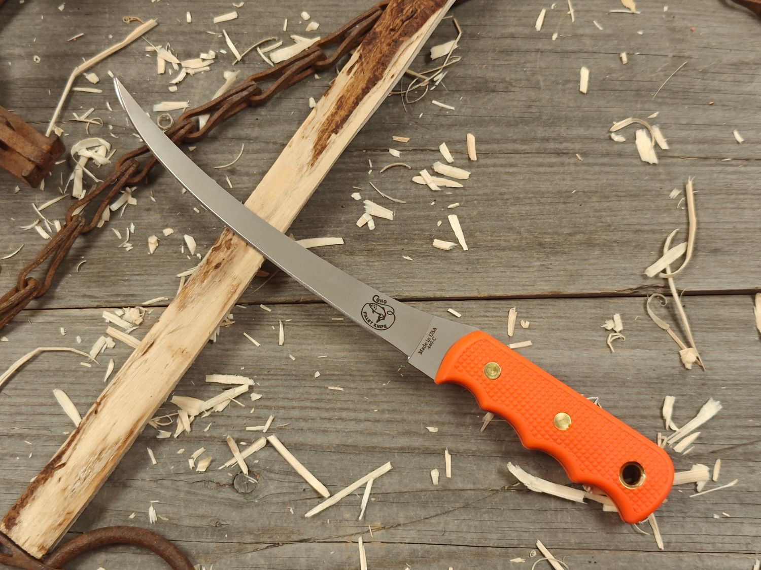 Knives of Alaska Coho 8&quot; Fillet Knife / Orange SureGrip™ / Bead Blast 440C