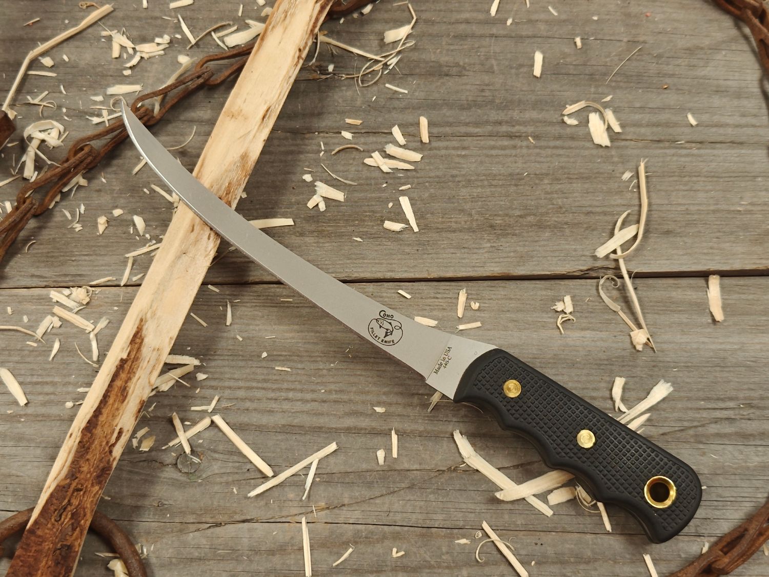 Knives of Alaska Coho 8&quot; Fillet Knife / Black SureGrip™ / Bead Blast 440C