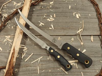 Knives of Alaska Fisherman&#39;s Combo Coho 8&quot; / Steelheader 5.75&quot; Fillet Knife Set / Black SureGrip™ / Bead Blast 440C