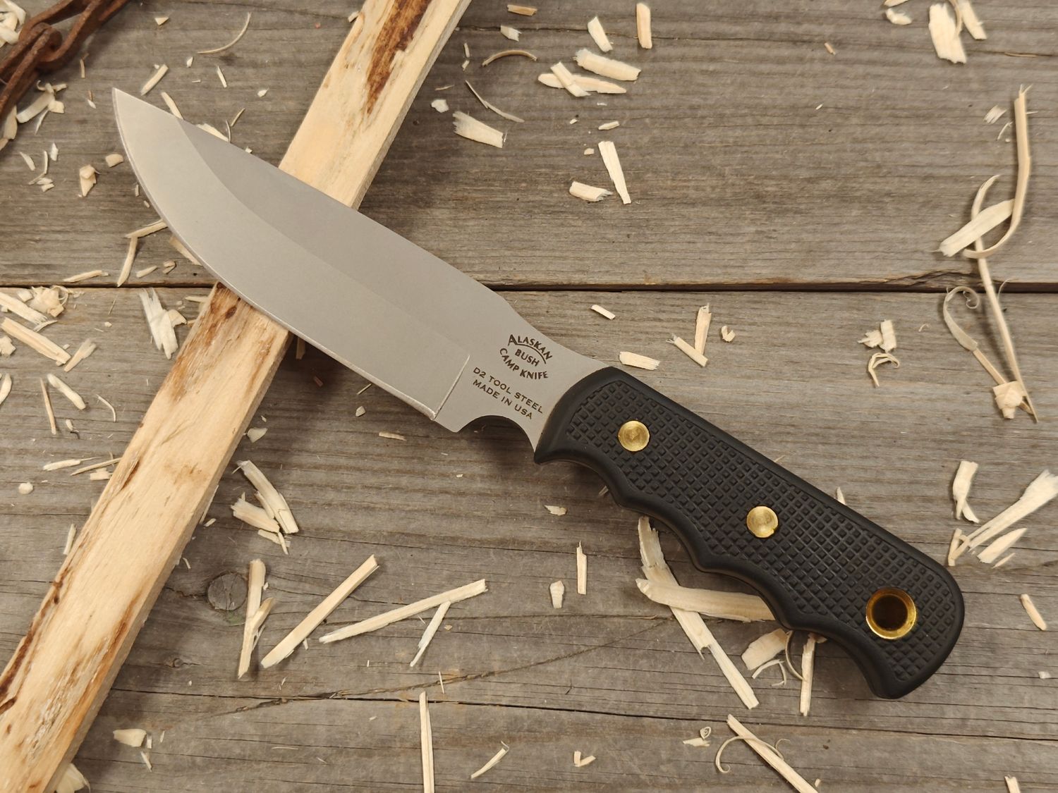 Knives of Alaska Bush Camp 6&quot; Fixed Blade / Black SureGrip™ / Bead Blast D2 Tool Steel