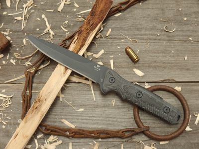 Buck 5.25&quot; Ground Combat Knife / Grey Textured G10 / Grey Coated 1095HC (Pre-Owned)