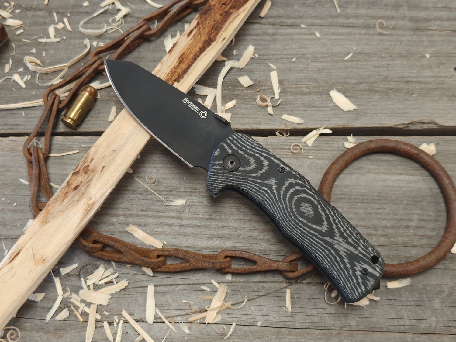 LionSteel TM1 3.5&quot; Lockback Knife / Black Micarta / Black Sleipner
