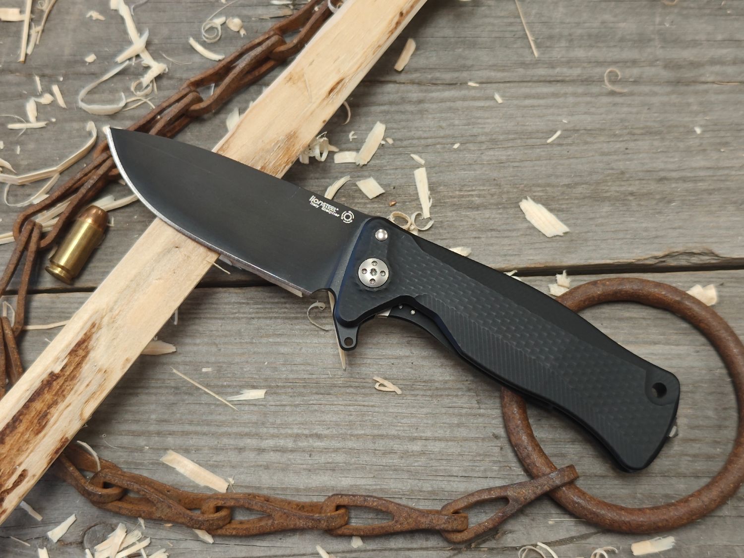 LionSteel SR11A 3.5&quot; Frame Lock / Black Aluminum / Black Sleipner