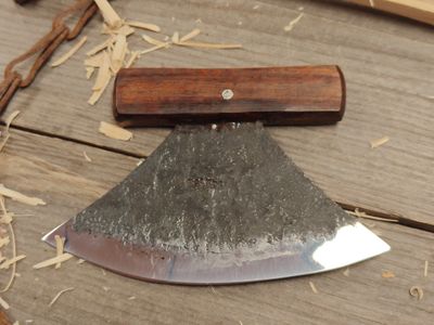 Jeff Owens Walnut Handled Ulu / Forge Finished 5160