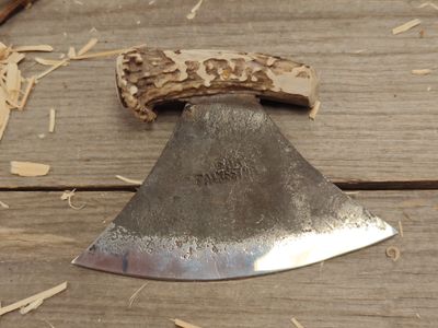 Jeff Owens Stag Handled Ulu / Forge Finished 5160