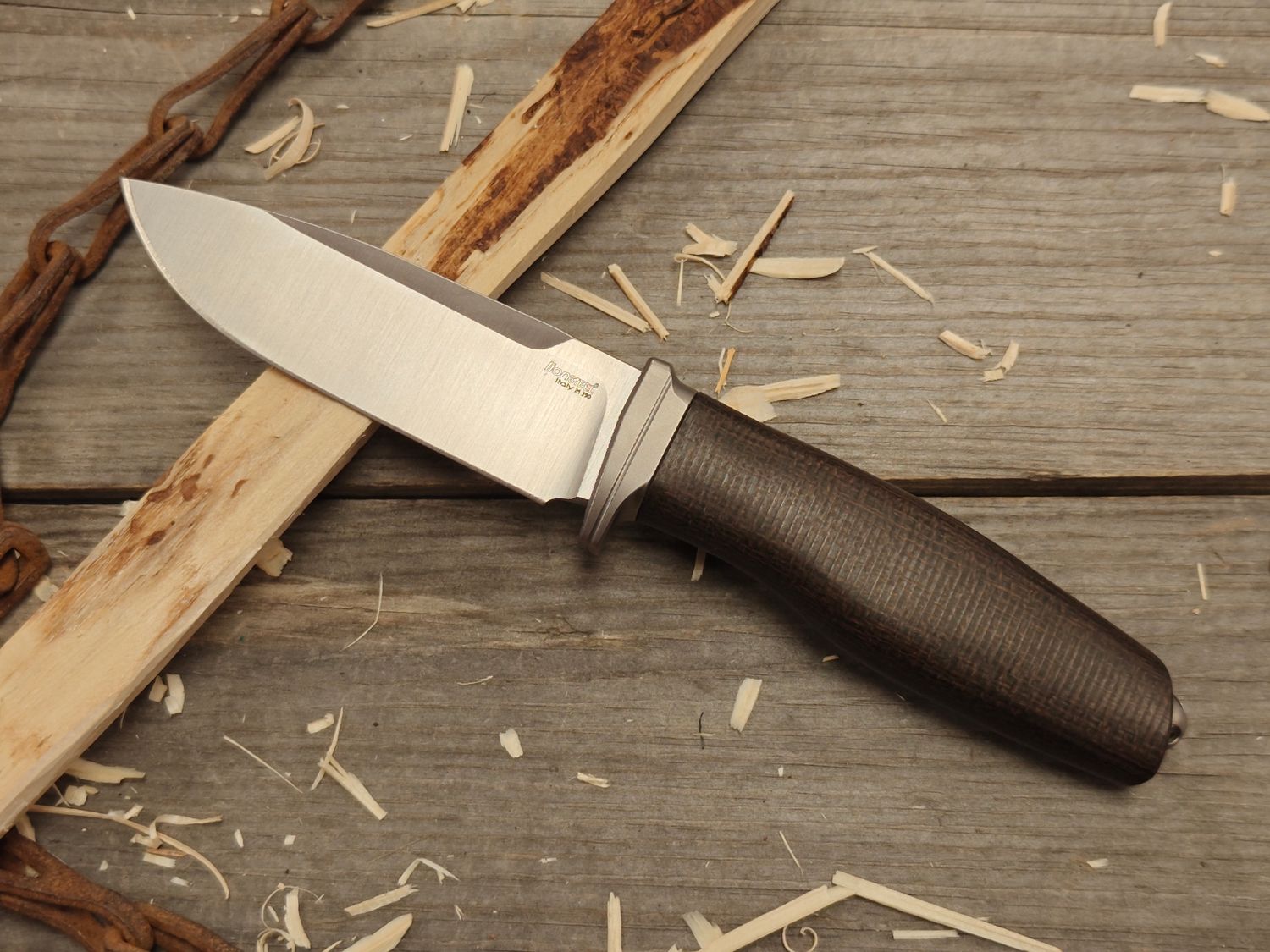 LionSTEEL ACHA 4.25&quot; Fixed Blade / Green Burlap Micarta / Satin Bohler M390