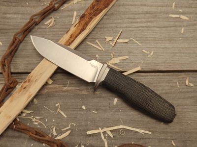 LionSTEEL ACHA 4.25&quot; Fixed Blade / Black Burlap Micarta / Satin Bohler M390
