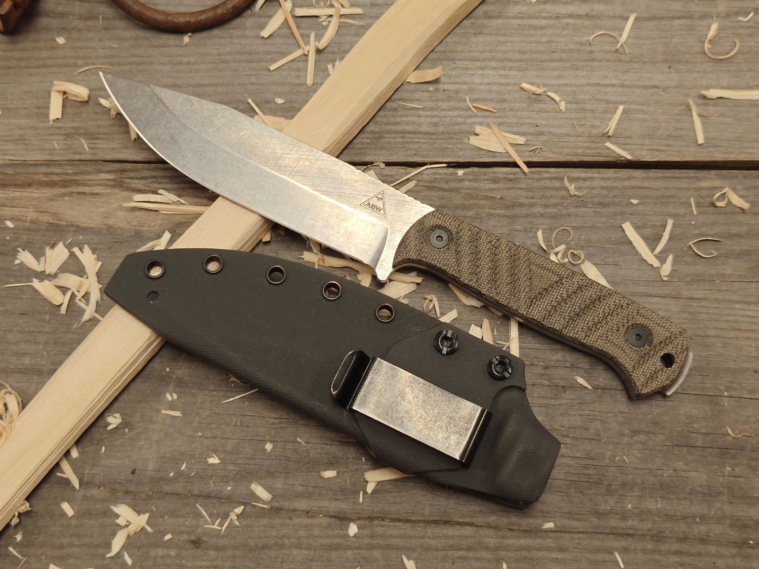 Alaska Blade Works Brooks Range 5.5&quot; Fixed Blade / OD Green Micarta / StoneWash S45VN