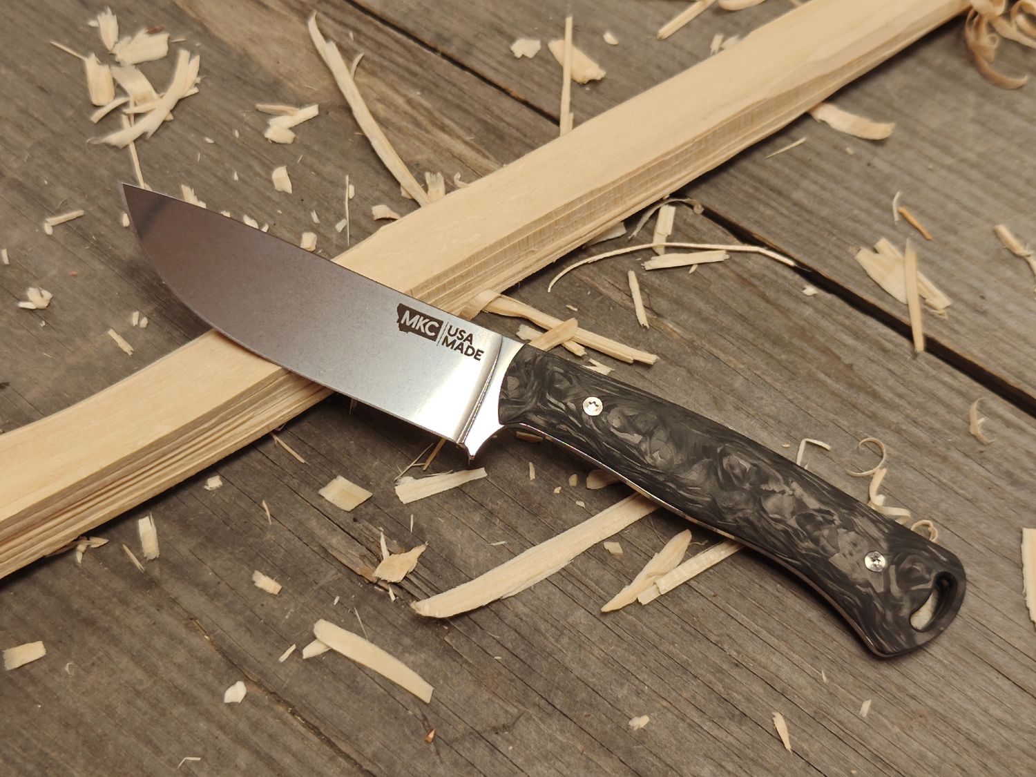 Montana Knife Co. Stone Goat Ultra 3 5/8" Fixed Blade / Burled Carbon Fiber / Polished MagnaCut