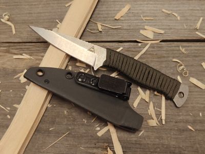 Alaska Blade Works Thinhorn 3.25&quot; Fixed Blade / OD Green Paracord Warp / StoneWash S45VN