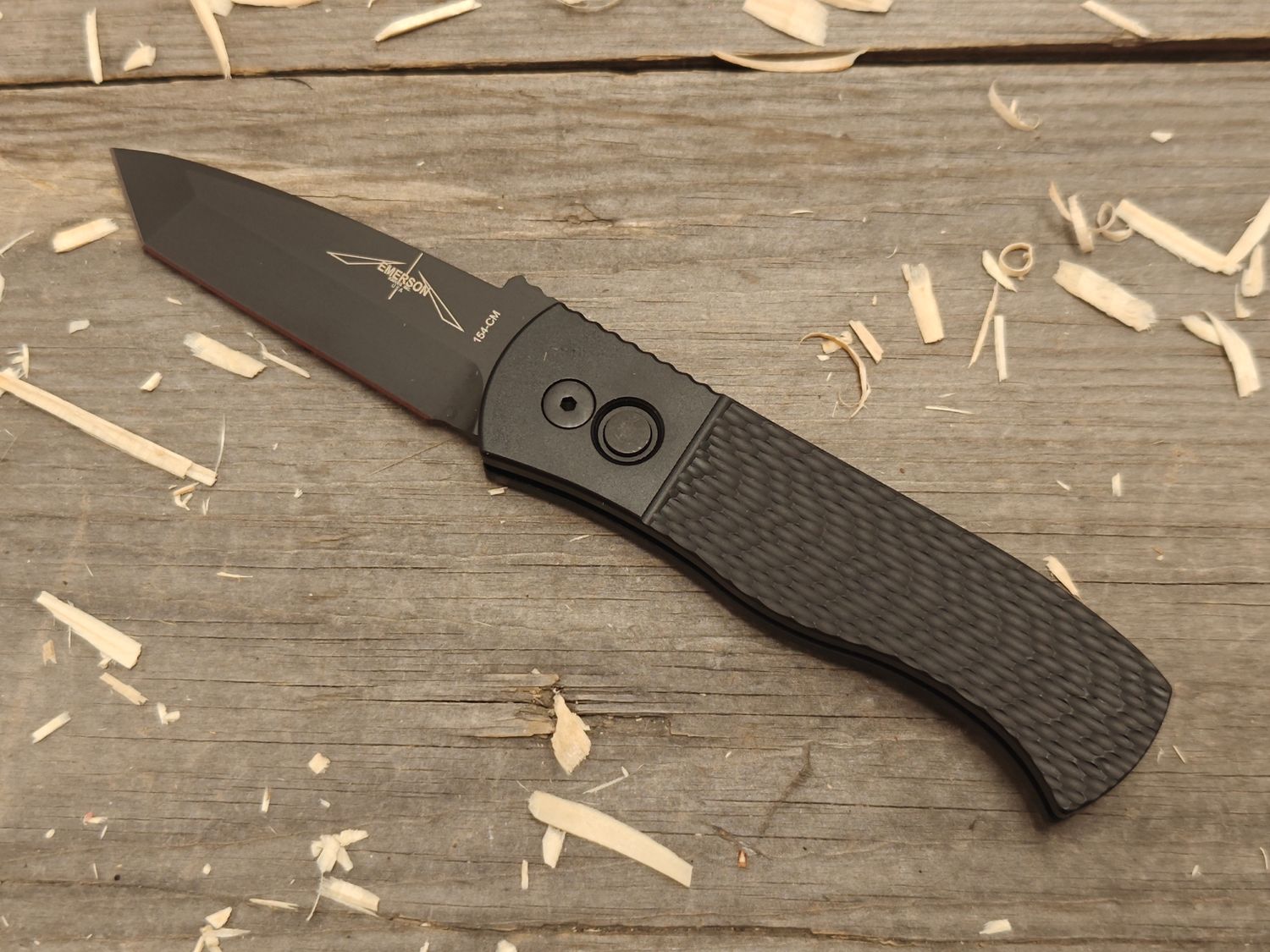 Pro-Tech Emerson CQC-7 3.25&quot; Tonto Push Button Auto / Black Textured Aluminum / Black 154-CM