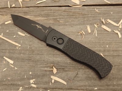 Pro-Tech Emerson CQC-7 3.25&quot; Tonto Push Button Auto / Black Textured Aluminum / Black 154-CM