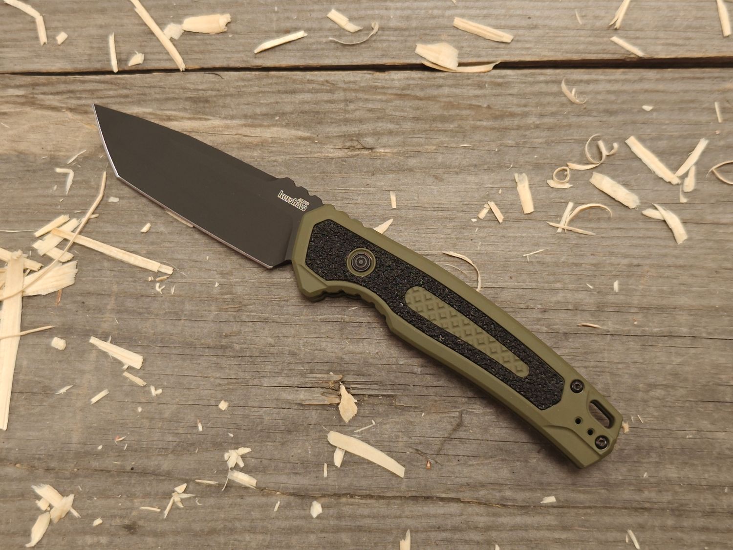 Kershaw Launch 16 3.45&quot; Auto Button / OD Green Aluminum / Black CMP M4