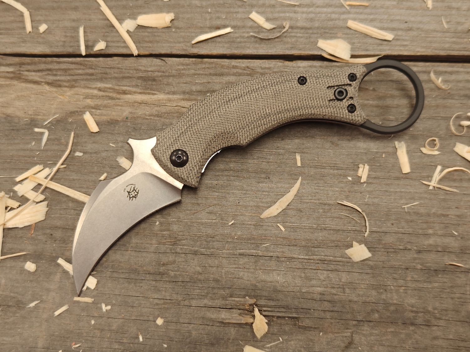 Fox Knives Black Bird 2.5&quot; Karambit Folding Blade / OD Green Micarta / Stonewash Bohler N690