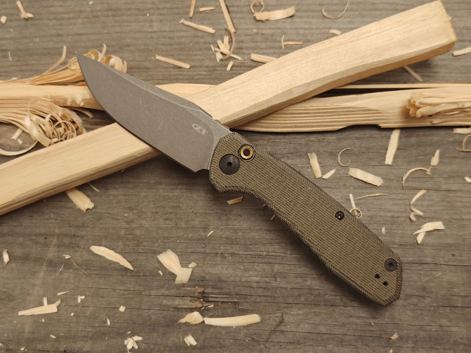 Zero Tolerance 0512 3.5" Push Button Automatic / OD Green Micarta &amp; Black Stonewash Titanium / Black Stonewash CPM-CRU-WEAR