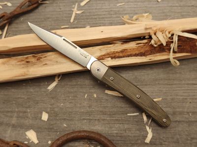 LionSteel Jack 3&quot; Slip Joint / Green Micarta / Satin M390
