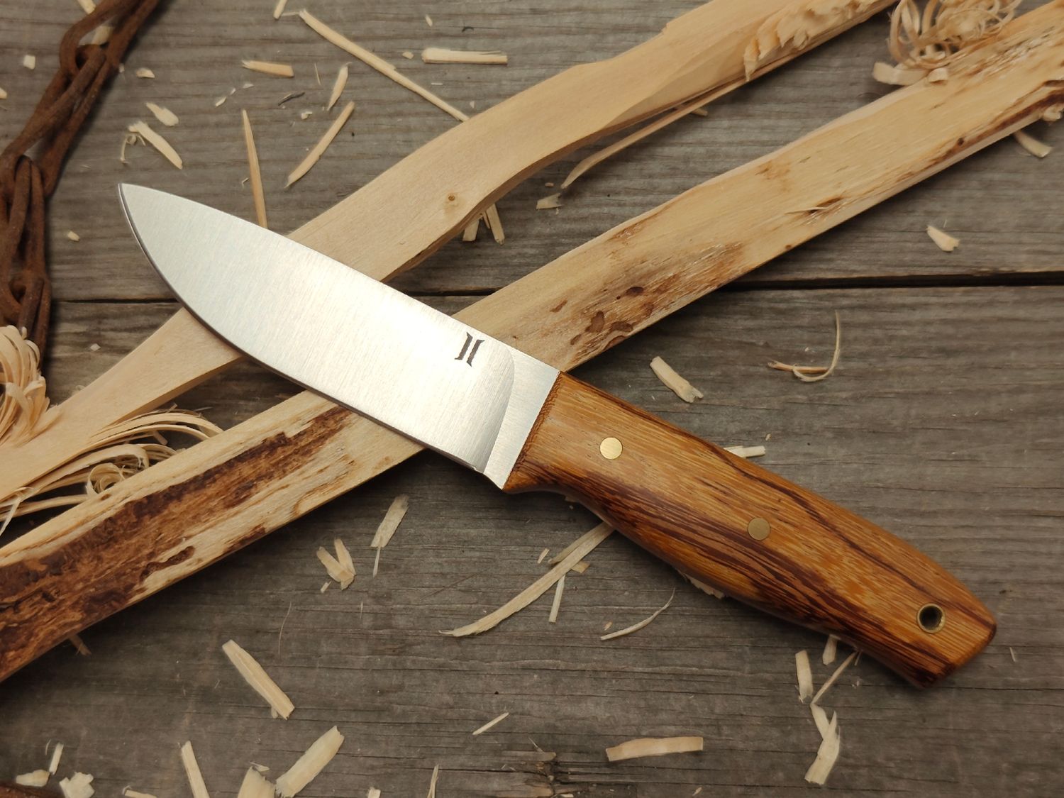 Isley Blades Model 1 4&quot; Fixed Blade / Stabilized Zebra &amp; Orange G10 Liner / Satin AEB-L