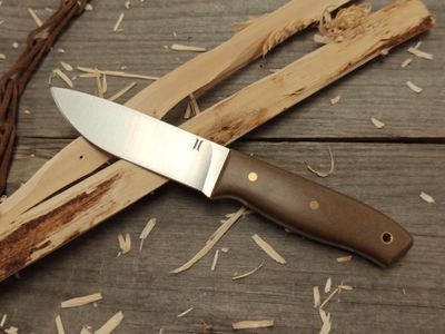 Isley Blades Model 1 4&quot; Fixed Blade / Brown Rucarta w/ Yellow G10 Liners / Satin AEB-L