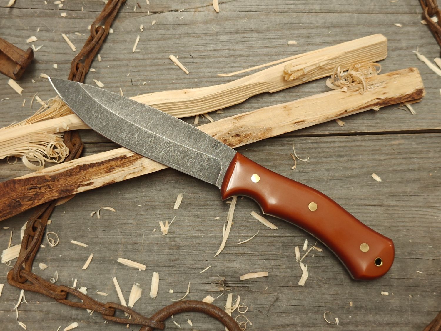 Isley Blades Model 31 6" Fixed Blade / Brown Richlite / Black Stonewashed AEB-L