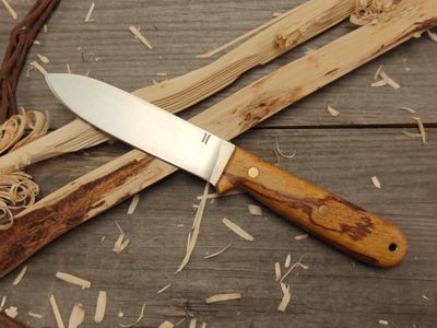 Isley Blades Kephart 4.5&quot; Fixed Blade / Zebrawood &amp; Blue Liner / Satin AEB-L