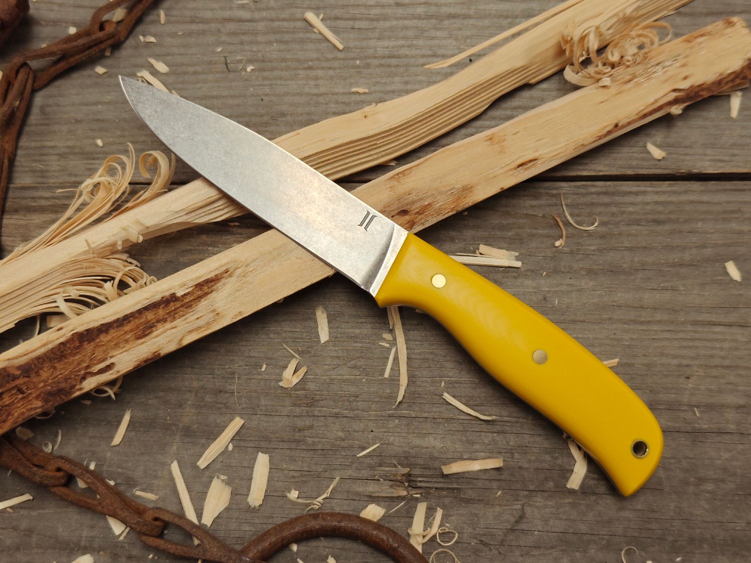 Isley Blades Model 42 4.5&quot; Fixed Blade / Yellow G10 / Stonewash AEB-L