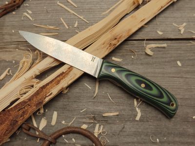 Isley Blades Model 42 4.5&quot; Fixed Blade / Black &amp; Green G10 / Stonewash AEB-L