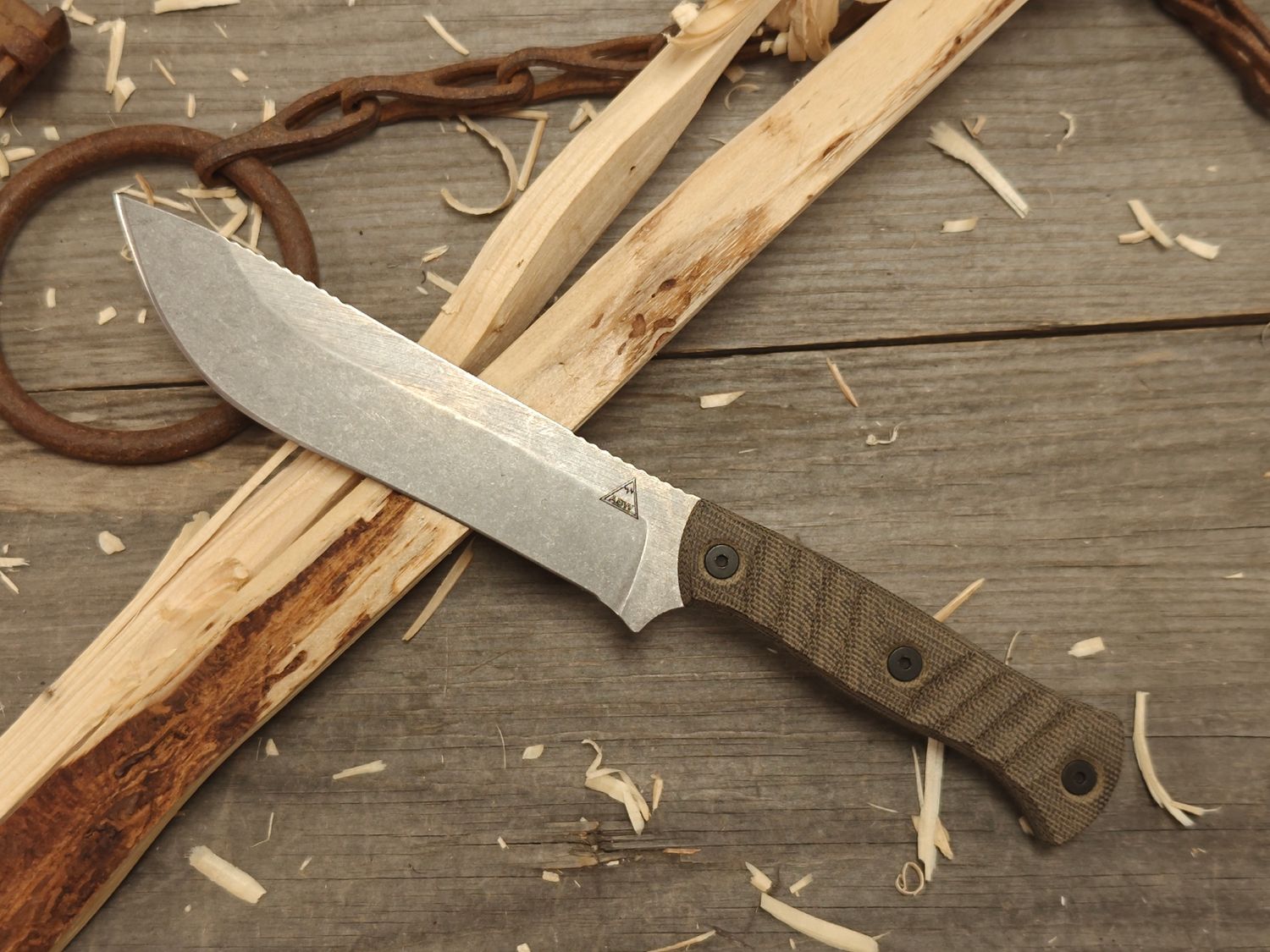 Alaska Blade Works Unimuk Skinner 5.5&quot; Fixed Blade / OD Green Micarta / StoneWash S45VN