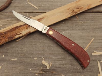 Badger Custom Blades 2.5&quot; Slip Joint Folder  / Red Burlap Micarta / Satin 1080