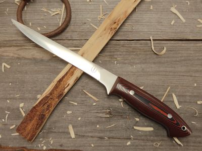 John Chamberlin 7&quot; Custom Fillet / Red &amp; Black Paper Micarta / Satin AEB-L