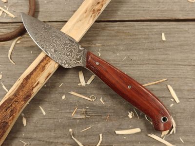 Mark Couch Damascus 3.5&quot; Fixed Blade / Padouk / 15N20 &amp; 1080