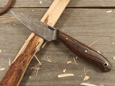 Mark Couch Damascus 3.5&quot; Fixed Blade/ Wenge / 15N20 &amp; 1080